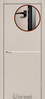 Міжкімнатні двері Darumi Plato PTL-03 (40 мм) Димчастий Краст, Нікелева вставка+чорна матова кромка - Изображение 2