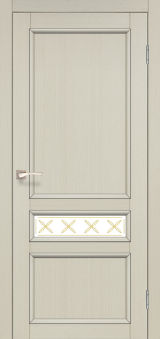 Міжкімнатні двері  Korfad, CL-07 зі штапиком, дуб білений, Глухе + сатін білий + малюнок М2