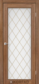 Міжкімнатні двері  Korfad, CL-09 зі штапиком, дуб браш, Сатин бронза + малюнок М4