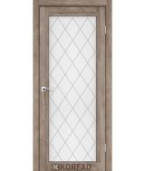 Міжкімнатні двері  Korfad, CL-09 зі штапиком, еш-вайт, Сатін білий + малюнок М1