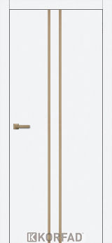 Міжкімнатні двері Korfad, ALP-02(DSP), білий перламутр, глухі, вставка алюміній бронза 20 мм,  алюмінієва кромка
