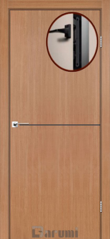 Міжкімнатні двері Darumi Plato PTL-03 (40 мм) Дуб Натуральний, Нікелева вставка+чорна матова кромка - Изображение 1