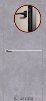 Міжкімнатні двері Darumi Plato PTL-03 (40 мм) Сірий бетон, Нікелева вставка+чорна матова кромка - Изображение 2