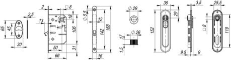 Набор для раздвижных дверей SH011-BK SN-3 Матовый никель ARMADILLO - Изображение 1