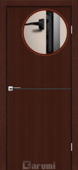 Міжкімнатні двері Darumi Plato PTL-03 (40 мм) Венге Панга, Антрацитна вставка+чорна матова кромка - Изображение 1