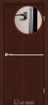 Міжкімнатні двері Darumi Plato PTL-03 (40 мм) Венге Панга, Нікелева вставка + алюмінієва кромка - Изображение 2
