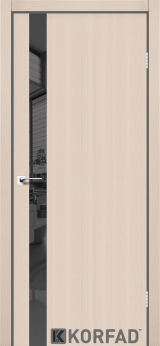 Міжкімнатні двері Korfad, GLP-02 (DSP), Дуб білений, глухі, графіт дзеркало, чорна матова кромка