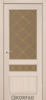 Міжкімнатні двері  Korfad, CL-05 зі штапиком, дуб білений, Сатин бронза + малюнок М2