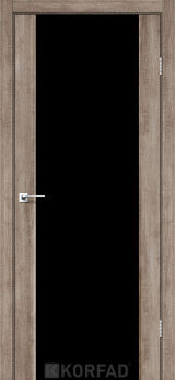 Міжкімнатні двері  Korfad, SR-01, еш-вайт, Триплекс чорний, 8 мм