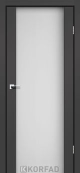 Міжкімнатні двері  Korfad, SR-01, Super Pet антрацит, Скло сатин загартоване 8 мм