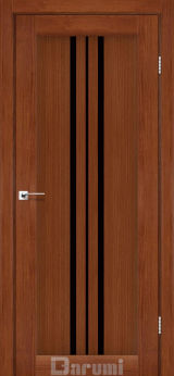 Міжкімнатні двері Darumi Stella (40 мм) Горіх Роял, Чорне скло