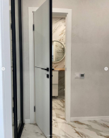 Міжкімнатні двері Darumi Plato PTL-03 (40 мм) Білий матовий, чорна вставка+чорна матова кромка - Изображение 1