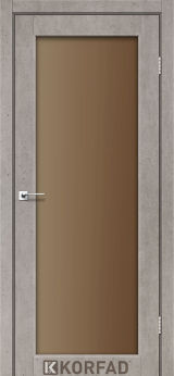 Міжкімнатні двері  Korfad, SV-01, лайт бетон, Сатин бронза 8 мм