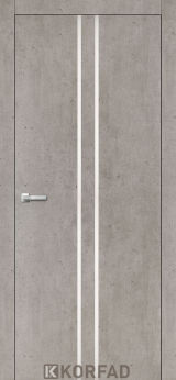 Міжкімнатні двері Korfad, ALP-02(DSP), лайт бетон, глухі, вставка алюміній 8мм,  звичайна кромка