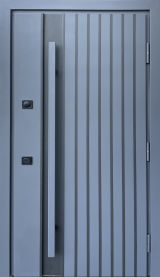 Вхідні двері Qdoors, колекція СТРОНГ, АЙРОН, ВУЛИЦЯ 3 контура з ОЦИНКОВАНИМ металом на полотні,  антрацит пісок/білий атлас vin