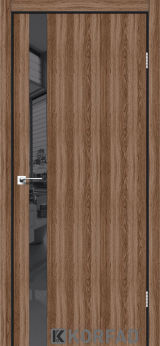 Міжкімнатні двері Korfad, GLP-02 (DSP), Дуб грей, глухі, графіт дзеркало, звичайна кромка