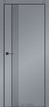 Міжкімнатні двері Darumi MODERN-01 (40 мм) Сріблястий блиск глухе з  чорним молдінгом та чорним торцем + фрезерування