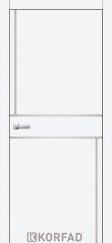 Міжкімнатні двері Korfad, ALP-07(DSP), білий перламутр, глухі, вставка алюміній 8мм,  звичайна кромка