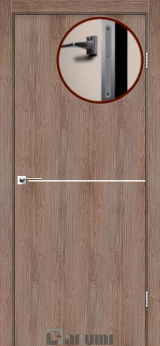 Міжкімнатні двері Darumi Plato PTL-03 (40 мм) Горіх Бургун, Нікелева вставка + алюмінієва кромка - Изображение 1