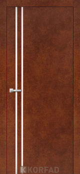 Міжкімнатні двері Korfad, ALP-01(DSP), Сталь Кортен, глухі, вставка алюміній 8мм,  звичайна кромка