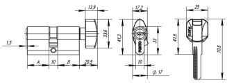 Циліндровий механізм з вертушкой A202/80 mm (35+10+35) SN мат. нікель 5 кл. PUNTO (з індивідуальним ключем) - Изображение 1