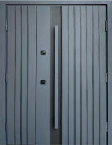 Вхідні двері Qdoors, колекція СТРОНГ, АЙРОН, ВУЛИЦЯ 3 контура з ОЦИНКОВАНИМ металом на полотні,  антрацит пісок/білий атлас vin