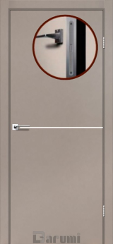 Міжкімнатні двері Darumi Plato PTL-03 (40 мм) Сірий краст, Нікелева вставка + алюмінієва кромка - Изображение 2