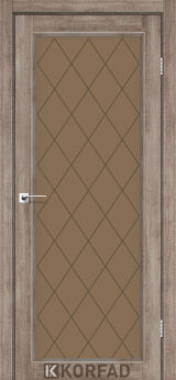 Міжкімнатні двері  Korfad, CL-09 зі штапиком, еш-вайт, Сатин бронза + малюнок М4