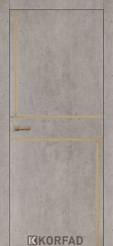 Міжкімнатні двері Korfad, ALP-07(DSP), лайт бетон, глухі, вставка алюміній бронза 20 мм,  алюмінієва кромка