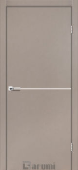 Міжкімнатні двері Darumi Plato PTL-03 (40 мм) Сірий краст, Нікелева вставка+звичайна кромка
