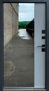 Вхідні двері Qdoors, колекція Ультра, Лаундж-АК, оксид темний/сірий шифер+дзеркало - Изображение 1