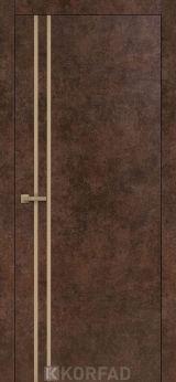 Міжкімнатні двері Korfad, ALP-01(DSP), арт бетон, глухі, вставка алюміній бронза 20 мм,  звичайна кромка
