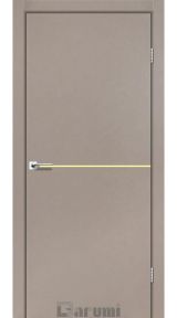 Міжкімнатні двері Darumi Plato PTL-03 (40 мм) Сірий краст, золота вставка+алюмінієва кромка - Изображение 1