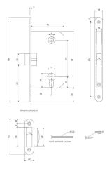 Корпус врезного замка LH 85-50 UK GR (графит) Box ARMADILLO (для легких дверей) - Изображение 1