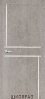 Міжкімнатні двері Korfad, ALP-07(DSP), лайт бетон, глухі, вставка алюміній 8мм,  алюмінієва кромка