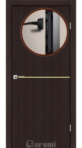 Міжкімнатні двері Darumi Plato PTL-03 (40 мм) Венге Панга, золота вставка+чорна матова кромка - Изображение 1