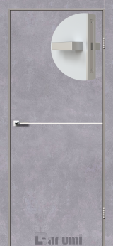 Міжкімнатні двері Darumi Plato PTL-03 (40 мм) Сірий бетон, Нікелева вставка + алюмінієва кромка