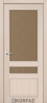 Міжкімнатні двері  Korfad, CL-05 зі штапиком, дуб білений, Сатин бронза + малюнок М1