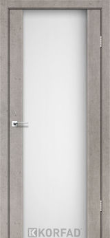 Міжкімнатні двері  Korfad, SR-01, лайт бетон, Скло сатин загартоване 8 мм