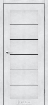 Міжкімнатні Двері StilDoors Victoria (40мм.) Світлий Бетон Чорне скло