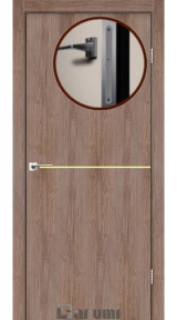 Міжкімнатні двері Darumi Plato PTL-03 (40 мм) Горіх Бургун, золота вставка+алюмінієва кромка - Изображение 1