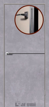 Міжкімнатні двері Darumi Plato PTL-03 (40 мм) Сірий бетон, чорна вставка+алюмінієва кромка - Изображение 1