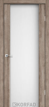 Міжкімнатні двері  Korfad, SR-01, еш-вайт, Скло сатин загартоване 8 мм