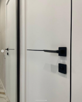 Міжкімнатні двері Darumi Plato PTL-03 (40 мм) Білий матовий, чорна вставка+звичайна кромка - Изображение 1