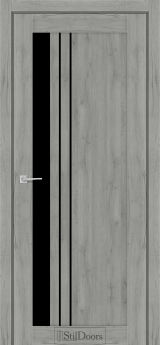 Міжкімнатні Двері StilDoors Bellano (40мм.) Дуб Платина Чорне скло