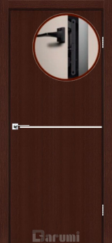 Міжкімнатні двері Darumi Plato PTL-03 (40 мм) Венге Панга, Нікелева вставка+чорна матова кромка - Изображение 2