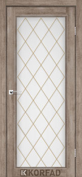 Міжкімнатні двері  Korfad, CL-09 зі штапиком, еш-вайт, Сатін білий + малюнок М4
