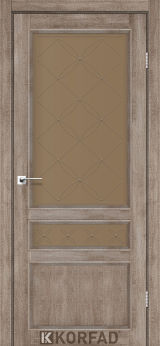 Міжкімнатні двері  Korfad, CL-05 зі штапиком, еш-вайт, Сатин бронза + малюнок М1