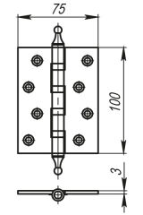 Петля съемная 213-4 100x62x2,5 AB left (бронза) левая FUARO (накладные (карточные)) - Изображение 1