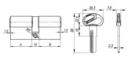 Цилиндровый механизм D-PRO500/60 mm (25+10+25) PB латунь 5 кл. FUARO (с индивидуальным ключом) - Изображение 1